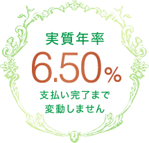 実質年率6.50% 支払い完了まで変動しません